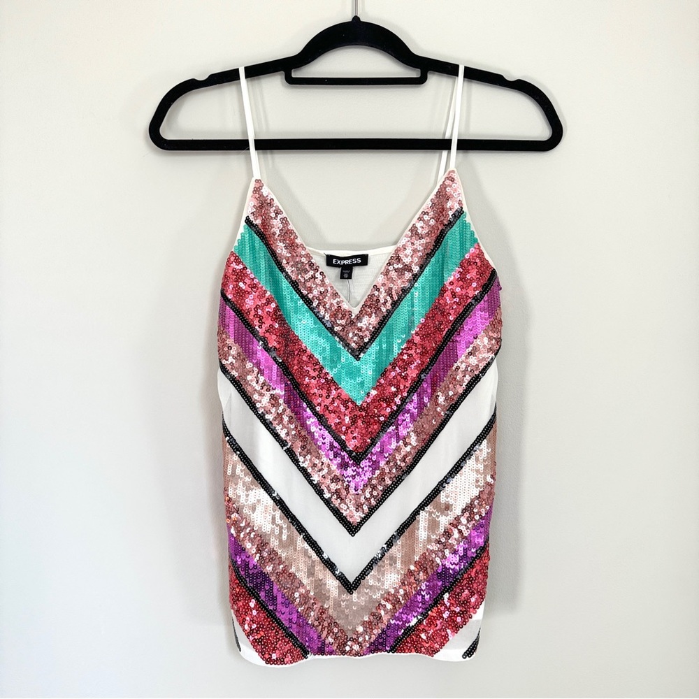 Express Sequined Chevron Tank